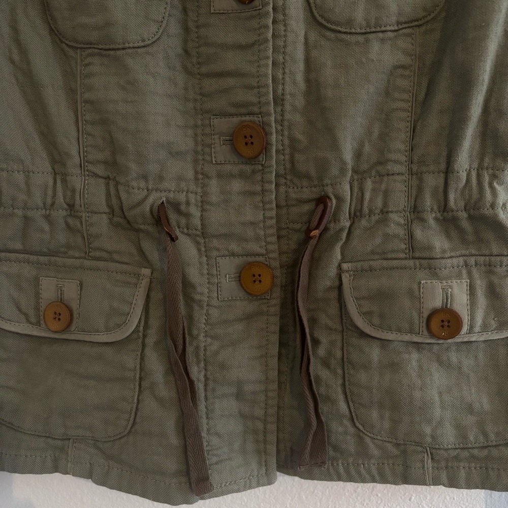 Banana Republic Heritage Olive Green Utility Safari Crinkle Jacket Silk Trim XS - Picture 6 of 15